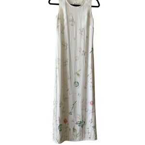 Max Studio Floral Sleeveless Maxi Dress White Pastel Flowing Lightweight Size S